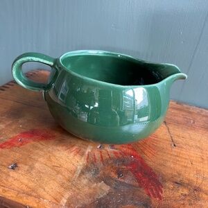 Vintage Forest Green Ceramic Gravy Boat